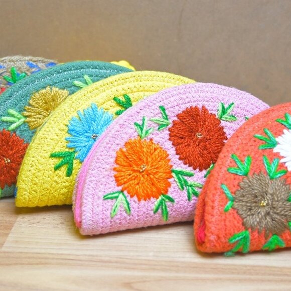 Ethnic Clutch Half Moon Purse - Picture 1 of 6